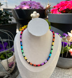 Handmade Damen Halskette eloxierten Aluminium Zylinder Ø6mm Rainbow