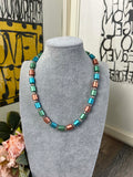 Halskette Damen Aluminium Walzen Kette Necklace Pastell