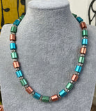 Halskette Damen Aluminium Walzen Kette Necklace Pastell