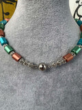 Halskette Damen Aluminium Walzen Kette Necklace Pastell