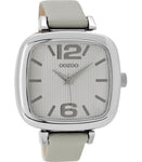 ooZoo C9180 stronegrey Leder Design Damenuhr 42x40 Lederarmband silber