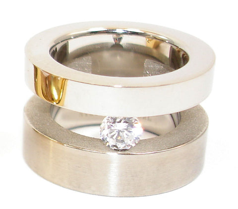 Edelstahlring 316L Damenring rose gold silber Zirconia