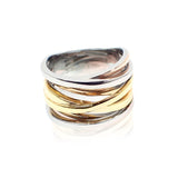 Edelstahlring Damenring rosé silber gold Tricolor