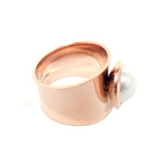 Edelstahlring Damen Perlenring Modisch 16mm